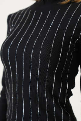 Sıra Taşlı Kaşkorse Body Siyah - Kadın Giyim Modelleri