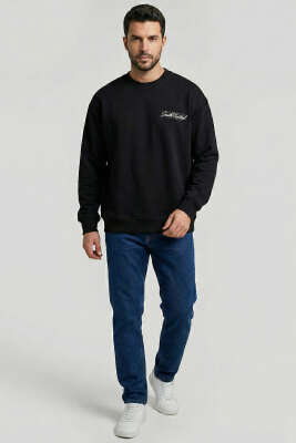 Sırt Baskılı Erkek Sweatshirt Siyah - Erkek Sweatshirt