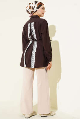 Sırt Dantelli İpli Tensel Gömlek Acı Kahve - Gömlek