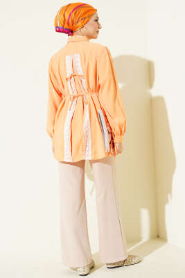 Sırt Dantelli İpli Tensel Gömlek Oranj - Gömlek