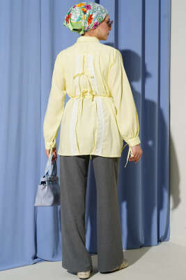 Sırt Dantelli İpli Tensel Gömlek Sarı - Gömlek