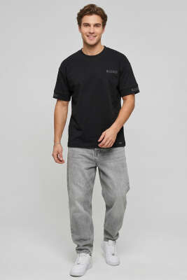 Sırt Yazılı Oversize Erkek T-shirt Siyah - Erkek T-shirt