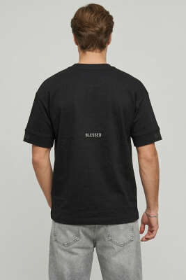 Sırt Yazılı Oversize Erkek T-shirt Siyah - Yılın Fırsatı
