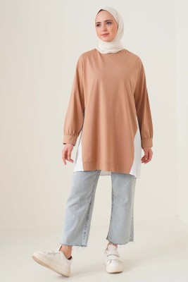 Sırtı Garnili Camel Tunik - Tunik