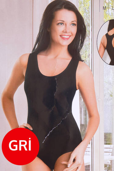 Sırtı Rambo Çıtçıtlı Bayan Body Gri - İç Giyim