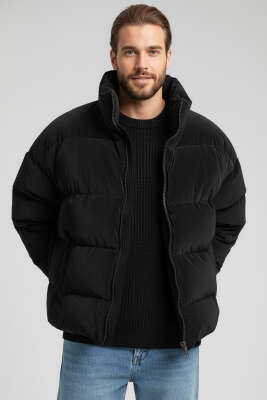 Şişme Bomber Erkek Mont Siyah - EKSİ BİR