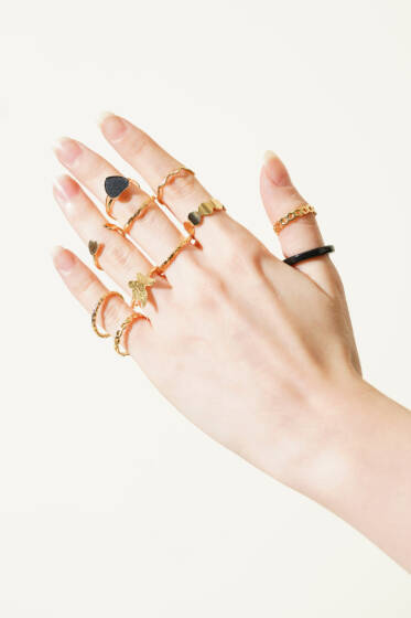 Siyah Kalpli 11'li Yüzük Seti Asorti 1 - Yüzük