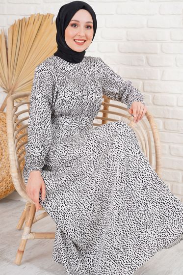 Siyah Noktalı Elbise - Tesettür Elbise