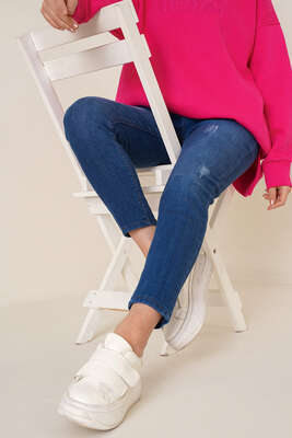 Skinny Jean Pantolon Orta Mavi 
