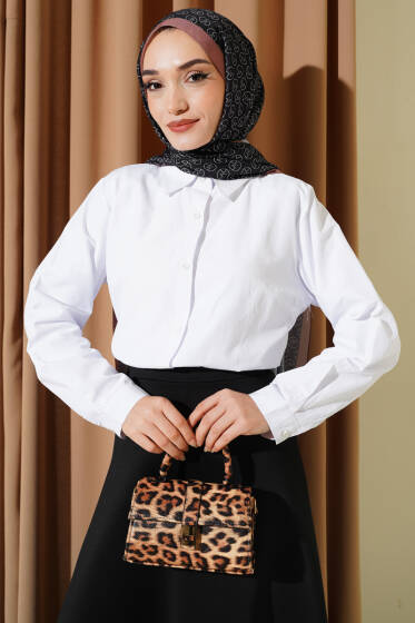 Slim Fit Basic Kısa Gömlek Beyaz - Yılın Fırsatı