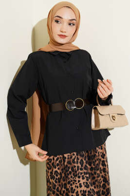 Slim Fit Basic Kısa Gömlek Siyah - SAS