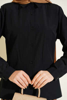 Slim Fit Basic Kısa Gömlek Siyah - Gömlek