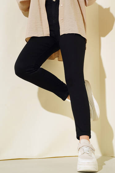 Slim Fit Dar Paça Gabardın Pantolon Siyah - Kumaş Pantolon