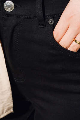 Slim Fit Dar Paça Gabardın Pantolon Siyah - Kumaş Pantolon