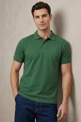 Slim Fit Yaka Düğmeli Erkek T-shirt Nefti - WİPEOUT