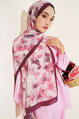 Soft Flora Bambu Kraş Şal Bordo - ŞEHRİ ŞAL