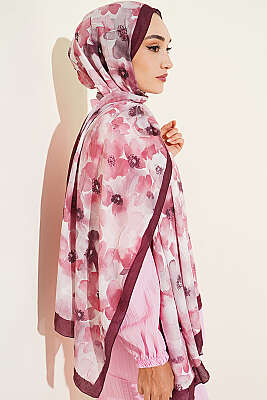 Soft Flora Bambu Kraş Şal Bordo - Başörtüsü