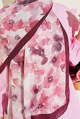 Soft Flora Bambu Kraş Şal Bordo - Başörtüsü