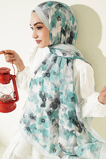Soft Flora Bambu Kraş Şal Mint - Başörtüsü