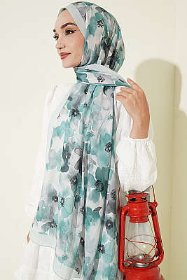 Soft Flora Bambu Kraş Şal Mint - Başörtüsü