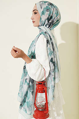 Soft Flora Bambu Kraş Şal Mint - Başörtüsü