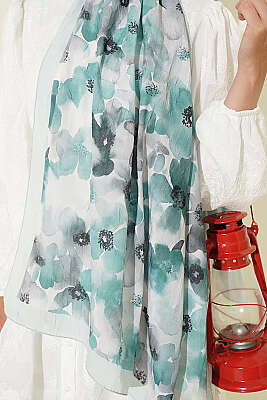 Soft Flora Bambu Kraş Şal Mint - Başörtüsü