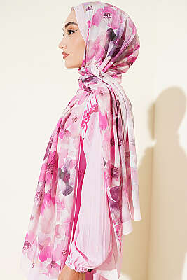 Soft Flora Bambu Kraş Şal Pembe - Başörtüsü