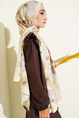 Soft Flora Bambu Kraş Şal Sarı - Başörtüsü