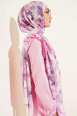 Soft Flora Bambu Kraş Şal Toz Pembe - Başörtüsü