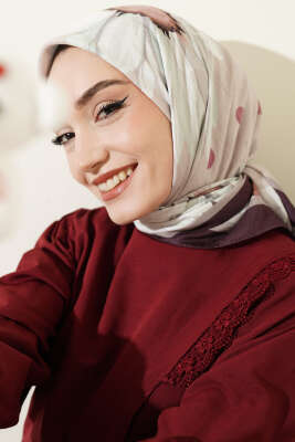 Soft Floral Baskılı Pamuklu Eşarp Bej - MODA KAŞMİR