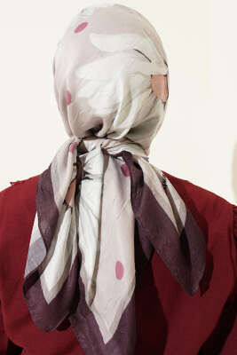 Soft Floral Baskılı Pamuklu Eşarp Bej - Başörtüsü