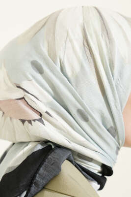 Soft Floral Baskılı Pamuklu Eşarp Mint - Başörtüsü