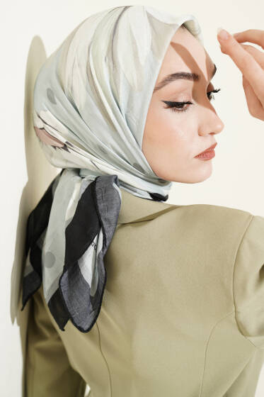 Soft Floral Baskılı Pamuklu Eşarp Mint - Yılın Fırsatı
