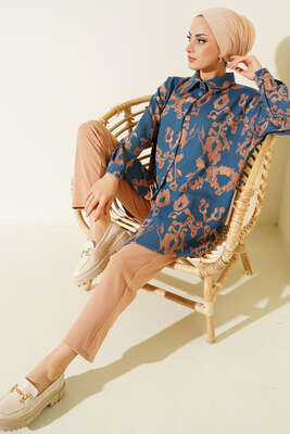 Soluk Desenli İkili Takım İndigo 