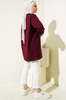 Something Baskılı İki İp Tunik Bordo - Tunik