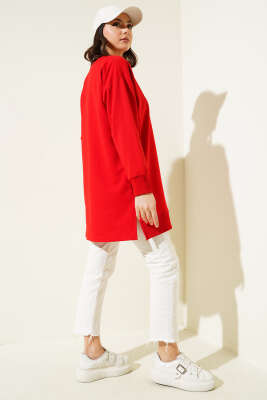 Something Baskılı İki İp Tunik Kırmızı - Tunik