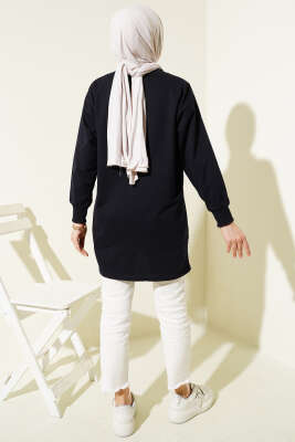Something Baskılı İki İp Tunik Lacivert - Tunik