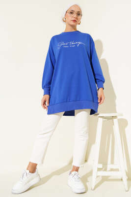 Something Baskılı İki İp Tunik Saks - 100-300 TL Ürünler
