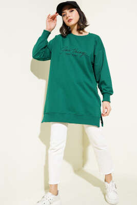 Something Baskılı İki İp Tunik Yeşil - Tunik