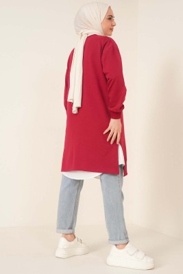 Somethings Baskılı Tunik Bordo - Tunik
