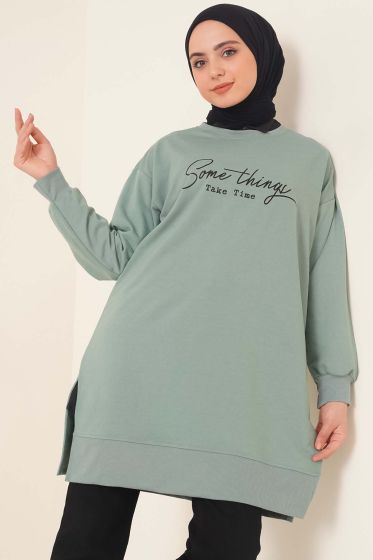 Somethings Baskılı Tunik Çağla Yeşili - Tunik