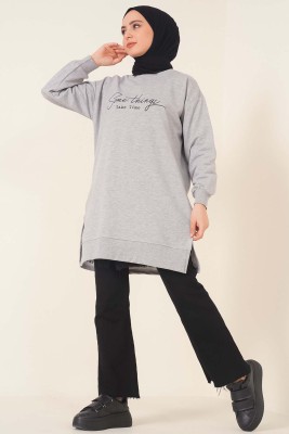 Somethings Baskılı Tunik Gri - Tunik