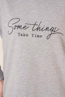 Somethings Baskılı Tunik Gri - Tunik
