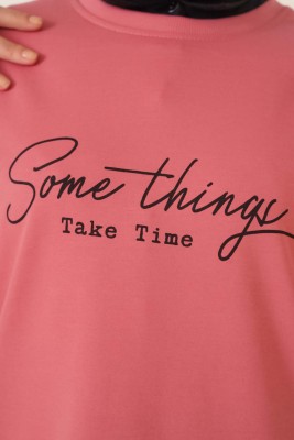 Somethings Baskılı Tunik Gül Kurusu - Tunik