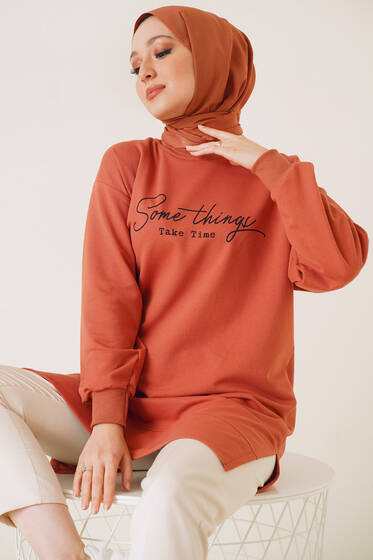 Somethings Baskılı Tunik Kiremit - Tunik