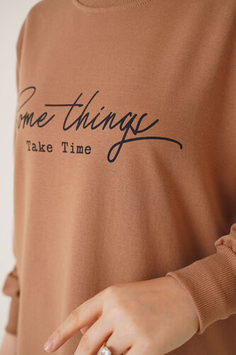 Somethings Baskılı Tunik Latte - Tunik