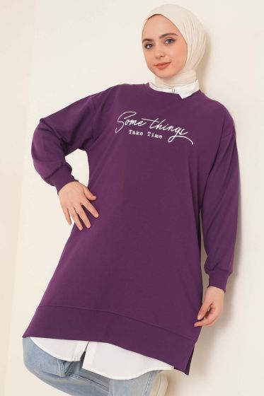 Somethings Baskılı Tunik Mor - Tunik