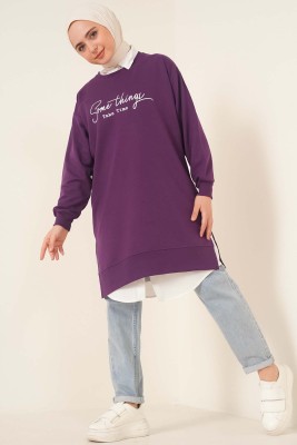 Somethings Baskılı Tunik Mor - Tunik