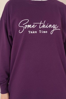 Somethings Baskılı Tunik Mor - Tunik