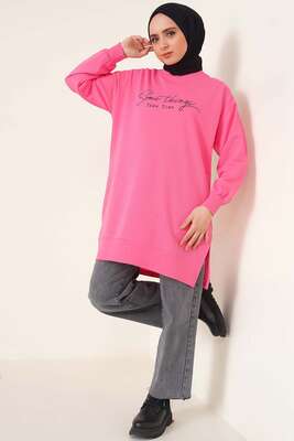 Somethings Baskılı Tunik Pembe - Tunik